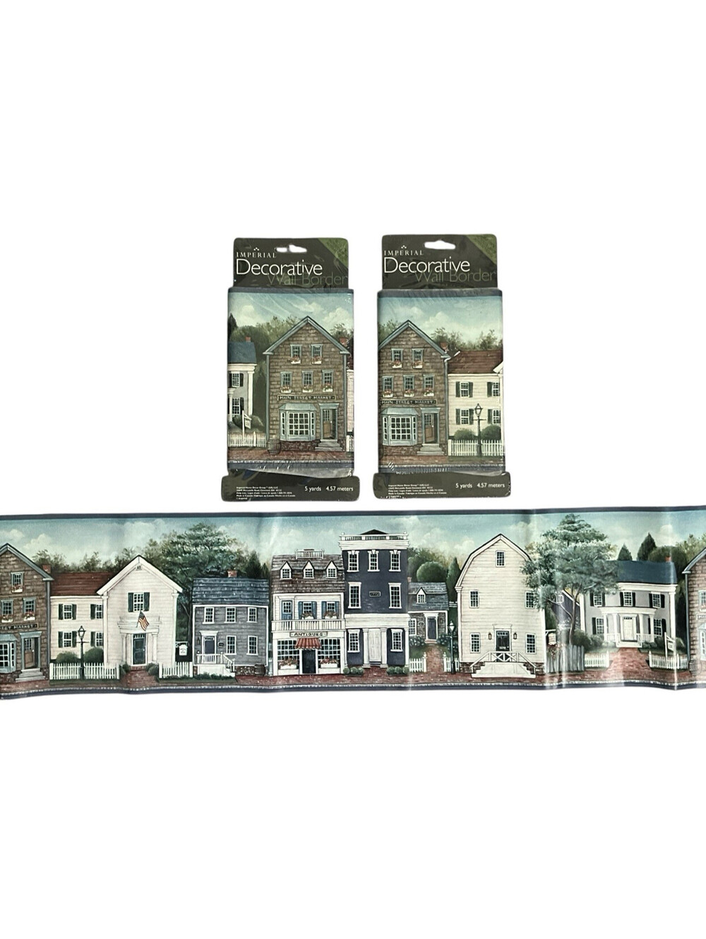 Imperial Peel And Stick Wallpaper Border Colonial Village Town Scene 3 Rolls